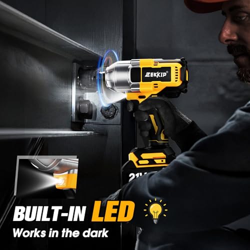 1/2 inch Cordless Impact Wrench, 958Ft-lbs (1300N.m) High Torque Brushless Impact Gun, 3500RPM, 2x4000mAh Battery, Fast Charger & 5 Sockets, Electric Impact Wrench for Car, Pickup, Mower