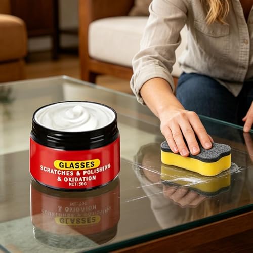 Glass Scratch Remover 50g Instant Removal Detailing Cleaner | Car Windshield Scratch Repair Wax for Auto Truck Sedan RV Home Glass Mirror Stain Oxidation Water Spot