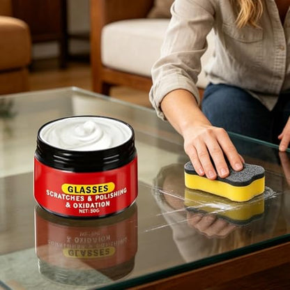 Glass Scratch Remover 50g Instant Removal Detailing Cleaner | Car Windshield Scratch Repair Wax for Auto Truck Sedan RV Home Glass Mirror Stain Oxidation Water Spot