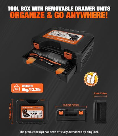 328 Pieces Home Tool Kit & Storage Case - General Household Hand Tool Set with Detachable Drawer for Easy Organization, Perfect for DIY Repairs, Home Maintenance