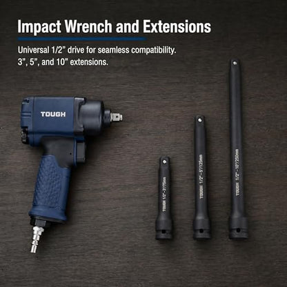 1/2" Drive Impact Socket Extension Bar Set 3Inch / 5Inch / 10Inch Premium Cr-Mo Chrome Molybdenum Steel 3PCS Heavy-Duty Extension Rod Universal Ratchet Wrench Extension Set
