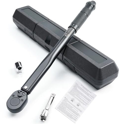 KOOPOOL Torque Wrench 3/8 Drive, 3/8 Torque Wrench, 10-80 Ft-Lb | Dual-Direction Adjustable Click Torque Wrench, for Bike, Motorcycle and Car Repair, Professional & DIY Use - size: 3/8”10-80FT-LB
