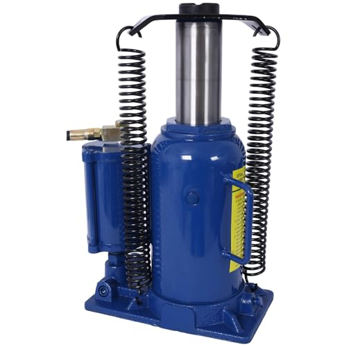 20 Ton Air Hydraulic Bottle Jack, Professional Lifting Jack for Heavy Machinery & Large Trucks, 10.2-19.7 Inch Height Range with Extendable Screw(Blue) - color: Blue, size: 20 Ton