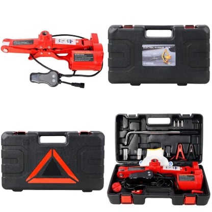 Electric Car Scissor Jack Kit for Car, 3 T 12V Auto Lift, 5"-17" Lift Range | 12V Electric Car Jack, One-Button Lifting, 3 Ton Capacity, 5"-17" Lift Range, Auto Stop Protection, Tire Change Kit