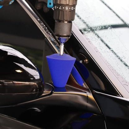 SPTA Moderate-Cut Polishing Ball, Polishing Tool with Quick Swap Bit Spherical Cone for Deep, Safe Metal Polish in Hard-to-Reach Areas Deep-Dish Wheels,Tight Areas, Ideal for Wheels & Curved Surfaces - color: Blue T80 Moderate-Cut Polishing Cone