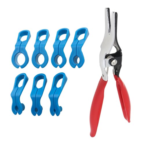 7 Pcs AC Fuel Line Tool Disconnect Set with Car Hose Remover Pliers, Includes 1/4, 5/16, 3/8, 1/2, 5/8, 3/4, 7/8Inch Quick Disconnect Fuel Line Removal Tool