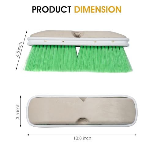 Nanoskin Premium 10-Inch Green Nylon Fountain Vehicle Wash Brush with Flagged-Tip Bristles, Flow-Thru Hole & Tempered Handle Hole, Car/Truck/RV Detailing | Cleaning Tool for Professional and Home Use - style: Fountain Brush – 10-inch