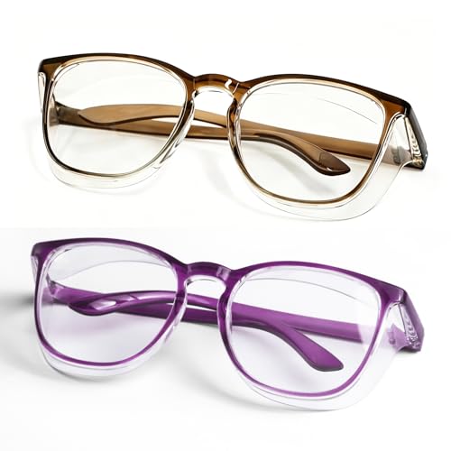 Safety Glasses Anti Fog Goggles Protective Eyewear Blue Light Blocking Anti Dust UV Protection Glasses For Men Women - color: Brown+purple