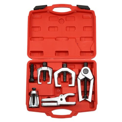 Ball Joint Separator 5-in-1 Heavy Duty Pitman Arm Puller Front Tie Rod End Tool Set Splitter Removal Kit for Front End Service with Case