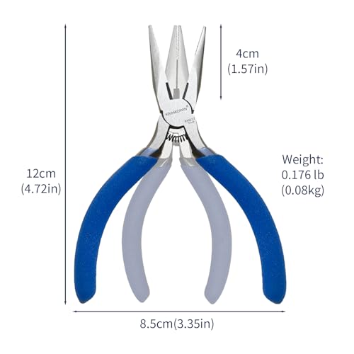 KAIHAOWIN 5" Mini Needle Nose Pliers - 5 Pack, Precision Small Long Nose Pliers for Jewelry Making & Wire Cutting, Spring Loaded Thin Needle Nose Pliers Set, Rustless High Carbon Steel - size: 5x Needle Nose