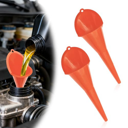 2 Pieces Automotive Plastic Oil Funnels with Long Neck Multi-Function No Spill Design for Gas Coolant Transmission Fluid Engine Oils Fuel Lubricants and Diesel (Yellow) - color: yellow