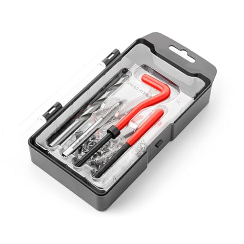 BELOMI Helicoil Thread Repair Kit, Metric and SAE Repair Tools with HSS Drill Bit and Thread Inserts, Auto Repairing Tool for Damaged Thread M8 x 1.25 mm Size, Universal Car Accessories - size: M8
