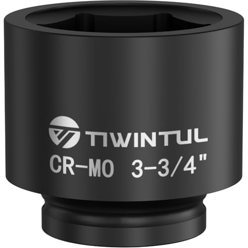 3-3/4" Impact Socket 1" Drive, Deep 6 Point CR-MO for Mining Truck | ANSI Certified, Heavy Duty Socket, Single Axle Nut Socket for Oilfield & Wind Turbine Flange Bolts, Railway & Port Equipment - size: 3-3/4"(1 PCS)