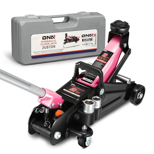 DNA Motoring Floor Jack with Socket and Lock, Low Profile Hydraulic Trolley Jack for Cars Lift, 2 Ton (4000 lbs) Capacity, Lifting Range 5.12"-13", Pink, TOOLS-00677-PK - color: Pink, style: 2 ton(w/ socket & losck)