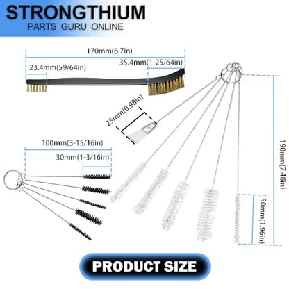 Strongthium Carburetor Jet Cleaning Tool Kit Copper Wires & Stainless Steel Needles Cleaners for Carburetor Motorcycle Jets Shower Heads Small Engine Cleaning Wand with Nylon Brushes