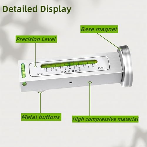 Car Wheel Alignment Magnetic Level Gauge for Camber and Caster Adjustment Plastic Construction 3x2x12.4 cm