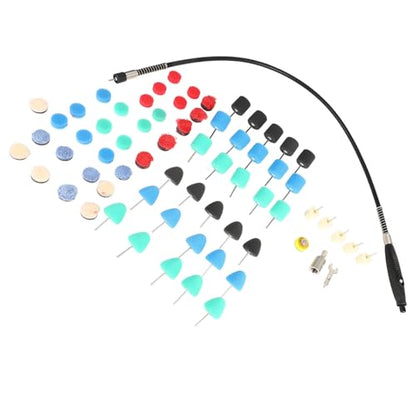 Fafeicy Polishing Pad Drill Kit, Sponge Buffing Wheels and Wool Pads, 69pcs Car Detailing Set with Adhesive Disc Flexible Shaft for Auto Polisher Tight Area Cleaning (1) - size: 1