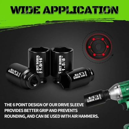 1/2"12-Piece Extended Drive Impact Socket Set, Deep SAE Spindle Axle Nut Impact Socket Set, Cr-Mo, 1-1/16, 1-1/8, 1-3/16, 1-1/4, 1-5/16, 1-3/8, 1-7/16, 1-1/2, 1-9/16, 1-5/8, 1-11/16, 1-3/4 Socket - size: 12 Piece 1/2" SAE Impact Socket Set