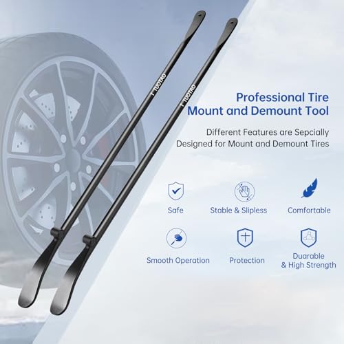 2 PCS 34645 Tire Iron | 38 in x 4/5 in, Tire Changing Removal Tool for Cars/Trucks/Taxi/Tractor/Bus, Semi-Trailer Tire Iron Replace Manual Tire Changer