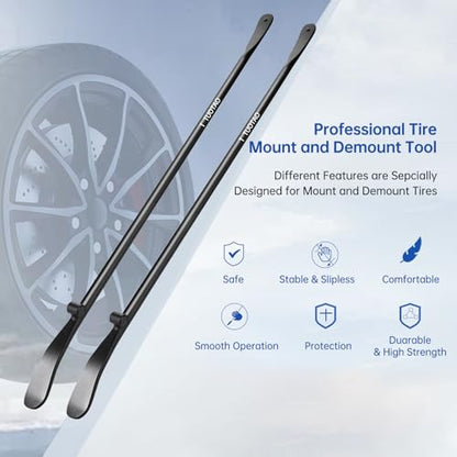 2 PCS 34645 Tire Iron | 38 in x 4/5 in, Tire Changing Removal Tool for Cars/Trucks/Taxi/Tractor/Bus, Semi-Trailer Tire Iron Replace Manual Tire Changer