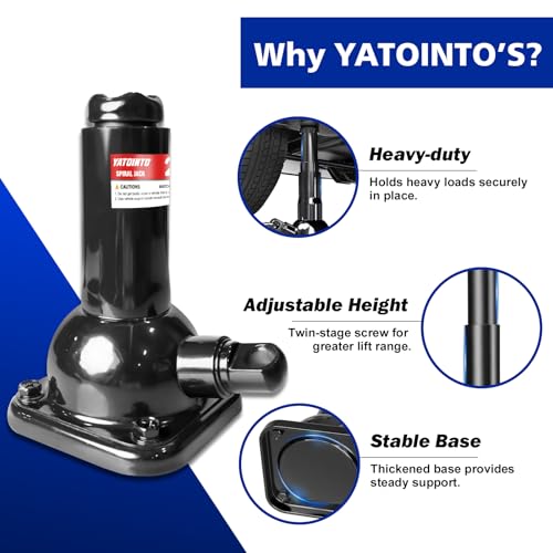 YATOINTO 2 Ton Spiral Car Jack with Telescoping Handle - Swivel Top Mechanical Bottle Jack, 7.08"-15.35" Lift, Compact Fit for Toyota/Chevy Trucks