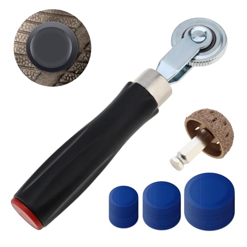 62Pcs Tire Tube Patch Kit, Tire Patch Roller, 60Pcs Wheel Patches(32mm/42mm/58mm) for Car and Motorcycle Wheel Repair