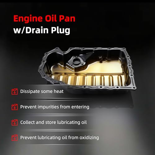 Oil Pan w/Drain Plug, Lower Engine Oil Pan for VW Jetta/Golf | for Passat/Passat CC/Tiguan/Beetle/CC/Eos for Audi A3/A3 Quattro/Q3/Q3 Quattro/TT Quattro 1.8L 2.0L, 264-713, 264713, VWP24A - size: for Jetta/Passat/Beetle/CC/Eos/A3/Q3/TT