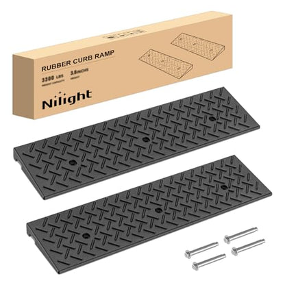 Nilight 1.6" Rise Curb Ramps, Heavy Duty Rubber Driveway Threshold Shed Ramp for Sidewalk Cars Lawn Mower Wheelchairs Motorcycles, 3300lbs Load Capacity - size: 1.6" Rise