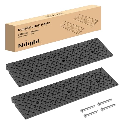 Nilight 1.6" Rise Curb Ramps, Heavy Duty Rubber Driveway Threshold Shed Ramp for Sidewalk Cars Lawn Mower Wheelchairs Motorcycles, 3300lbs Load Capacity - size: 1.6" Rise