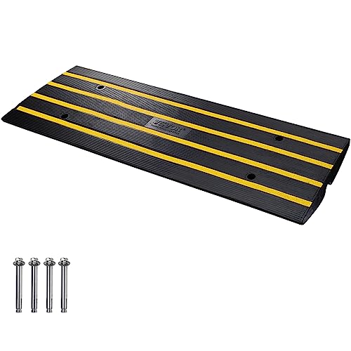 VEVOR Car Driveway Rubber Curb Ramps Heavy Duty 33069lbs Capacity Threshold Ramp 2.6 Inch High Cable Cover Curbside Bridge Ramp for Loading Dock Garage Sidewalk (1-Channel, 1Pack-Curb Ramp) - size: 2.6" Rise (1-Pack, 1-Channel)