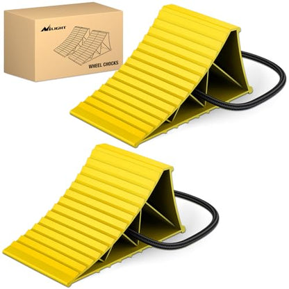 Nilight Wheel Chocks, Heavy Duty Wheel Stopper for Car, Truck, RV, Trailer, Caravan, Motorcycle, 8.7" x 4.8" x 4.2", 2-Pack(Yellow) - color: Yellow