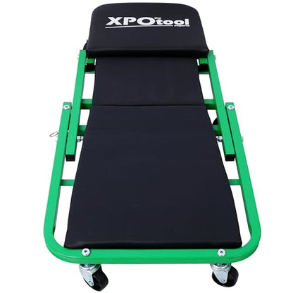 36 Inch Z Creeper Seat 2 in 1 Mechanic Stool 300LB Capacity Low Profile Garage Creeper with 6 Wheels Heavy Duty Steel Frame for Car Repair (Green) - color: Green