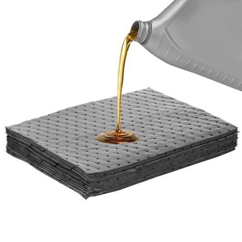 20 PCS Oil Absorbent Pads, 13" x 10" Reusable Polypropylene Oil Spill Pads with High Absorbency, Spill Control Supplies Absorbing Mats Suitable for Automotive Workshop - color: 20 PCS