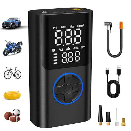 Tire Inflator Portable Air Compressor, 150PSI Fast Inflation | Cordless Air Pump for Car Tires, Bikes, Motorcycles, Emergency Roadside Tool for Drivers, Travel, Outdoor Use - color: Blue