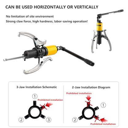 Bearing puller,10T/22000lb Hydraulic Gear Puller Kit, Wheel Bearing Puller Separator, 2 or 3 Jaw Puller, Vertical and Horizontal Wheel Puller for Sprockets, Rotors, Axles, Wheel Bearings(20T/44000LB) - size: 20T/44000LB