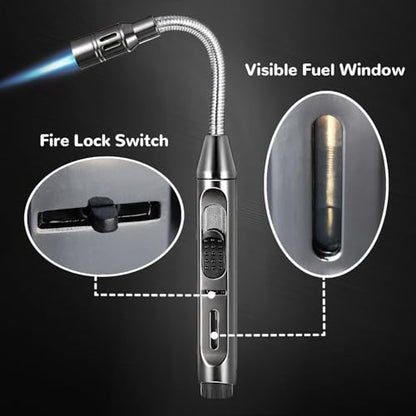 2 Pack Candle Lighter Electric Arc Long Flex Neck Utility Butane Torch Lighters Rechargeable USB Refillable Gas Jet Flame Windproof Lighter for Camping BBQ Grill Gas Stove