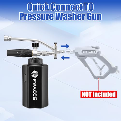 PWACCS Pressure Washer Foam Cannon Dual Connector, Adjustable Foam Blaster | 1/4" Quick Connect, 1.5 L Capacity, 3600 PSI, Big Mouth Snow Foam Lance, Black - style: Dual Foam Cannon