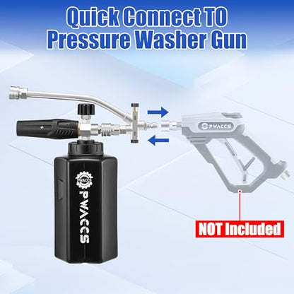PWACCS Pressure Washer Foam Cannon Dual Connector, Adjustable Foam Blaster | 1/4" Quick Connect, 1.5 L Capacity, 3600 PSI, Big Mouth Snow Foam Lance, Black - style: Dual Foam Cannon