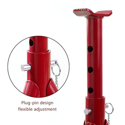 3 ton Car Axle Jack Stand Adjustable Folding Pipe jackstands Height Lift Support Jack Stand Mount Car Accessories Repair Tool(Red)