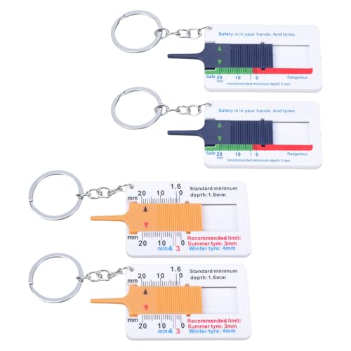 Pack Of 4 Tire Treads Depth Gauges 0 To 20mm Easy Carry Keychains Measuring Tool Upgrades For Car Motorcycles Trucks