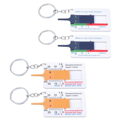 Pack Of 4 Tire Treads Depth Gauges 0 To 20mm Easy Carry Keychains Measuring Tool Upgrades For Car Motorcycles Trucks