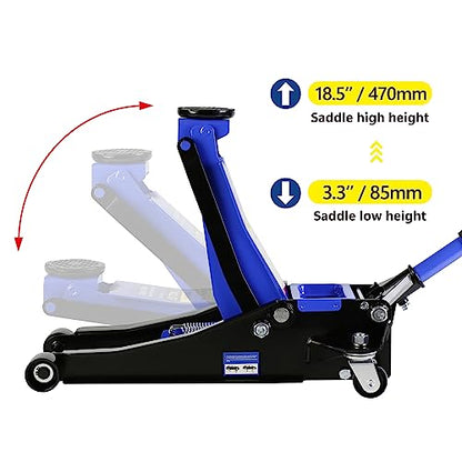 Floor Jack, Professional Heavy Duty Hydraulic Floor Jack, Low Profile Steel Racing Floor Jacks w/2 Piston Quick Lift Pump, Lifting 3.3"-18.5" 3 Ton(6000lb) Capacity Blue - color: Lift 3.3"-18.5" 3 Ton(6,000lb) Blue Steel