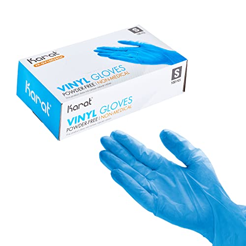 Karat Vinyl Powder-Free Gloves (Blue) - Case of 1000 (Small) - color: Blue, size: Small