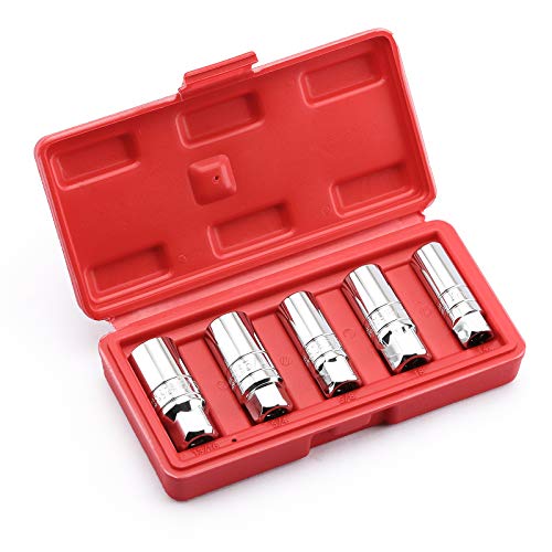 MIXPOWER 3/8-Inch Drive Spark Plug Socket Set, SAE & Metric, CR-V Steel Mirror finish, 6-Point, 5/8-Inch, 3/4-Inch, 13/16-Inch, 14mm, 18mm, 5-Piece Set - size: Non magnetic