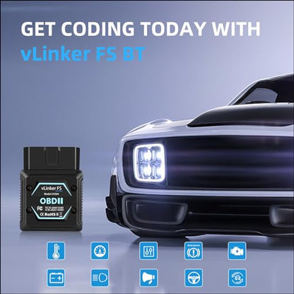 VGATE vLinker FS Bluetooth OBD2 Scanner Diagnostic Tool Wireless Code Reader for iPhone, Android & Windows Bi-Directional Control Car Diagnostic Scanner,All Systems Diagnosis, 30+ Services