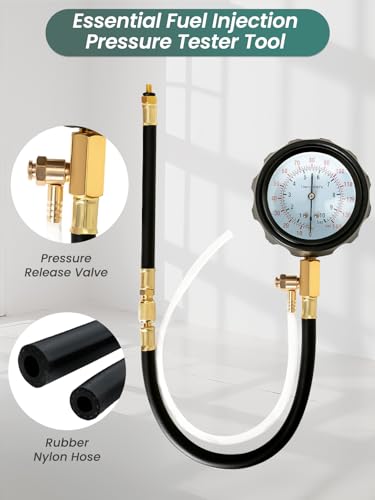 Fuel Pressure Tester Kit 0-140 PSI Fuel Injector Injection Pump Pressure Tester Gauge for Gasoline Cars