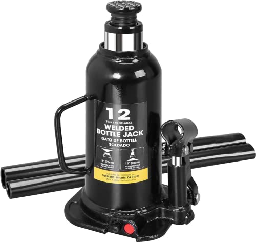 Torin 12 Ton (24,000 LBs) Capacity Hydraulic Welded Heavy Duty Bottle Jack, AT91203BB , Black - size: 12 Ton (24,000 LBs), style: Standard