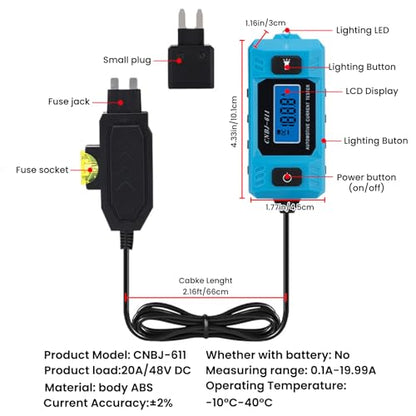 Car Fuse Relay Tester Automotive Probador De Relay Automotriz Circuit Fusibles De Carro 12v Corriente Automotriz Probe Tester Tool Parasitic Draw Auto Testeador Test Light Breaker Finder