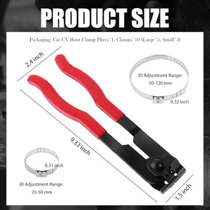 Car CV Boot Clamp Tool Kit,High Strength CV Boot Clamp Pliers with Adjustable Large & Small CVS Boots Clamps,CVS Joint Boots Clamps Pliers Automotive Tools with Non-Slip Handle