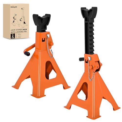 Nilight 2 Ton Jack Stands, Double Locking Heavy Duty Steel 4,400 lbs Capacity, Adjustable 10.6"-16.2" Height for SUV Sedan Pickup Light Truck, 2 Pack - size: 2T